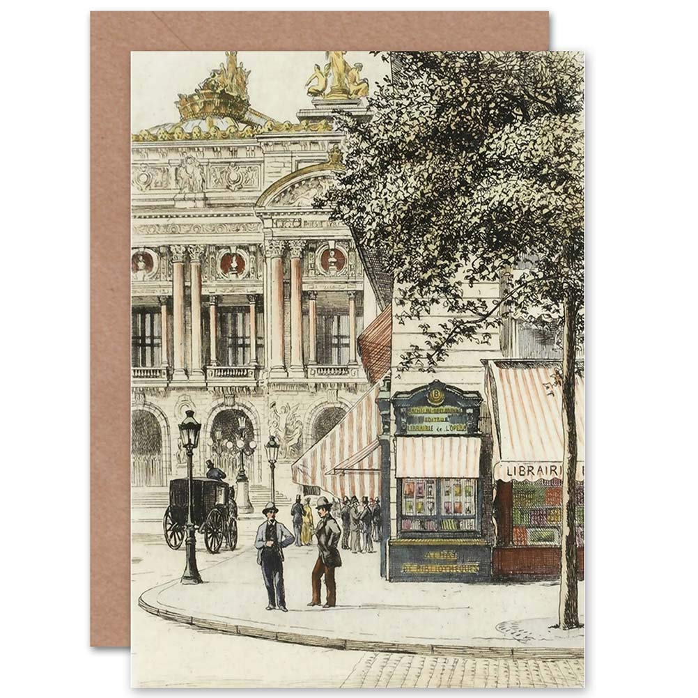Wee Blue Coo CARD GREETING GIFT PAINTING VINTAGE CITYSCAPE PARIS PLACE DE L'OPERA
