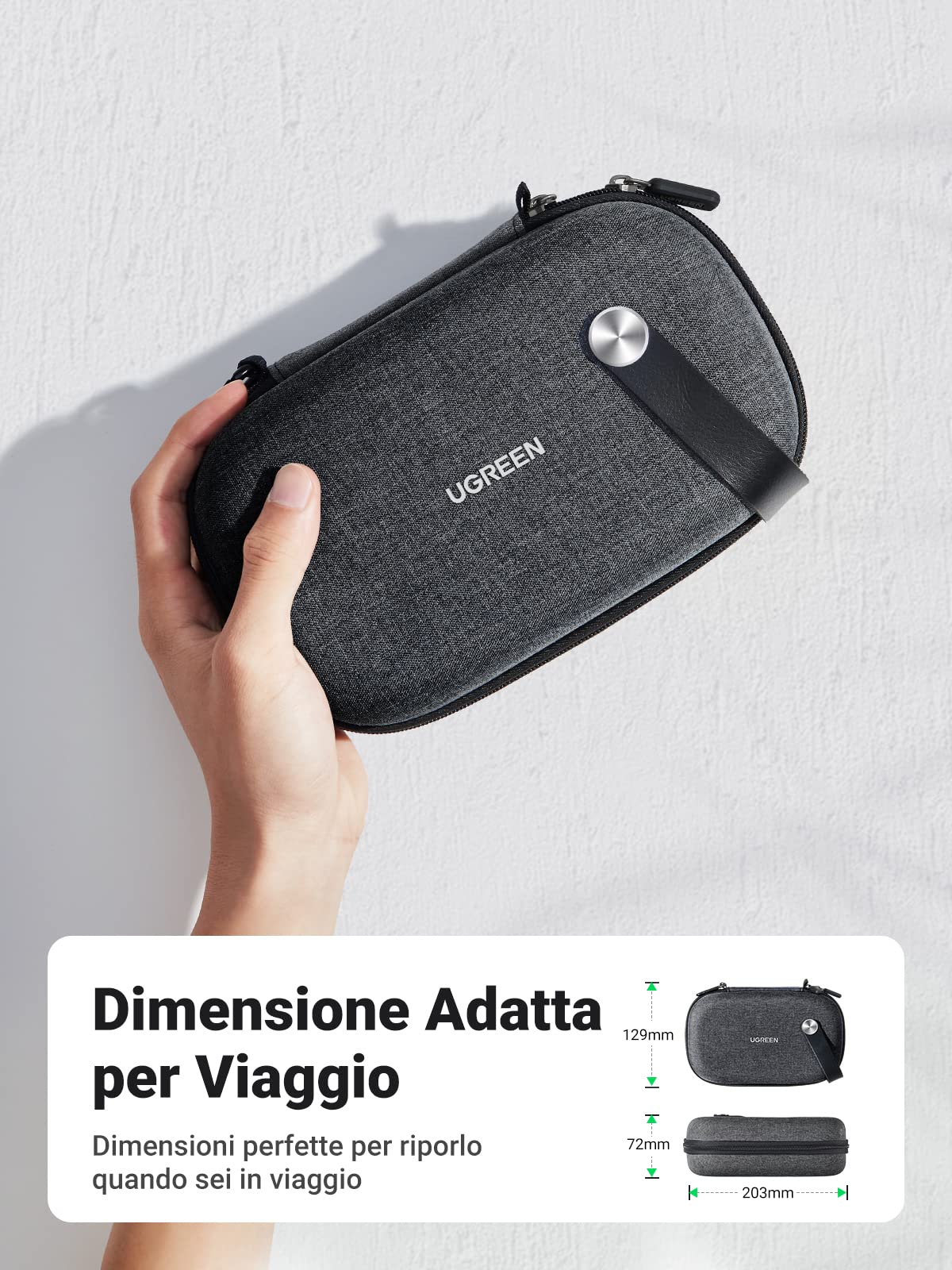 UGREEN Organizer Cavi, Borsa Accessori Elettronici Cable da ViaggioAntiurto Impermeabile USB Custodia per Power Bank Hard Disk Phone Passaporto MP3 Airpods Caricatore Nero