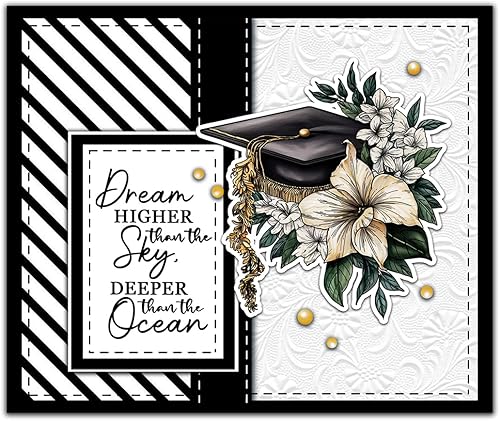 Miniatura 2 de Juego de libros de graduación y flores, sellos y troqueles transparentes para hacer tarjetas, suministros de álbumes de recortes, sellos de silicona