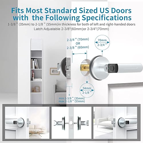 Miniatura 6 de Foxgard Cerradura de puerta biométrica inteligente con huella digital inteligente con aplicación inteligente, perilla de puerta de huellas
