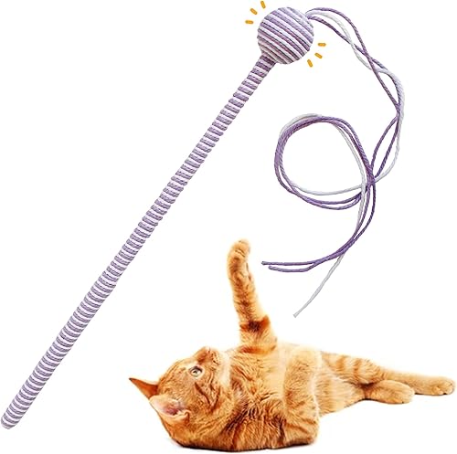 The Wiggle Wand Juguete para gatos, varita natural para todos los sentidos del gato, fabricado en colores que los gatos realmente pueden ver,