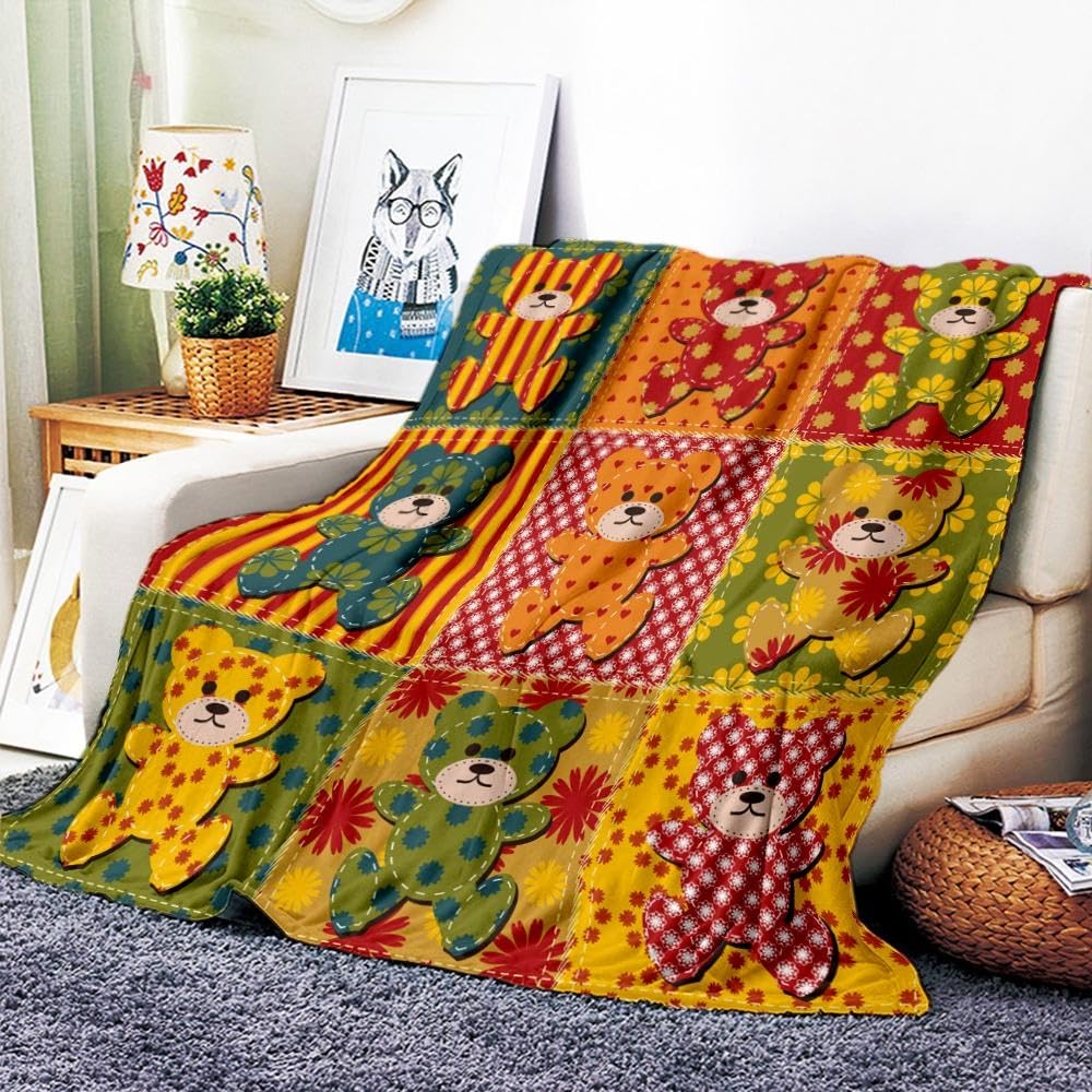 VOZMIO Teddy Bear Flannel Warm Soft Plush on The Sofa Bed Blanket Suitable for Air Conditioning Blanket Nap Blanket (60 * 80 in(150 * 200 CM))
