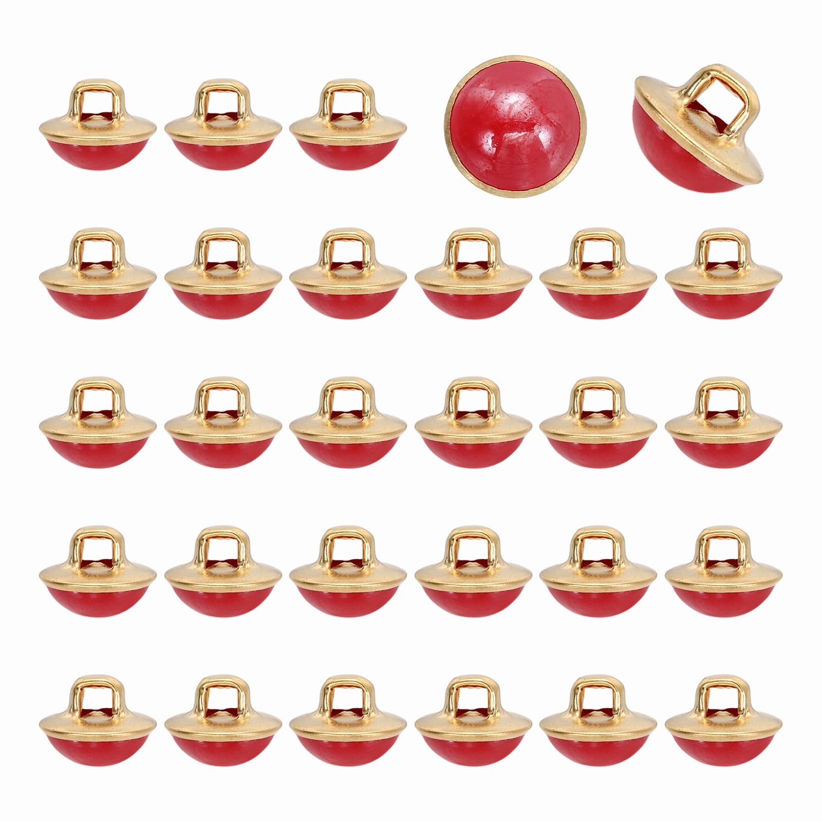 sourcing map 30PCS 16L Round Faux Pearl Buttons, 10mm Gold Metal Shank Sewing Button Replacement for Sewing Clothing Bridal Wedding Dress DIY Crafts, Wine Red