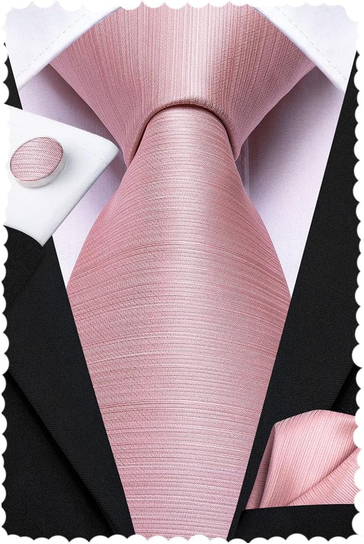 Rose Gold Ties for Men with Handkerchief Cufflinks