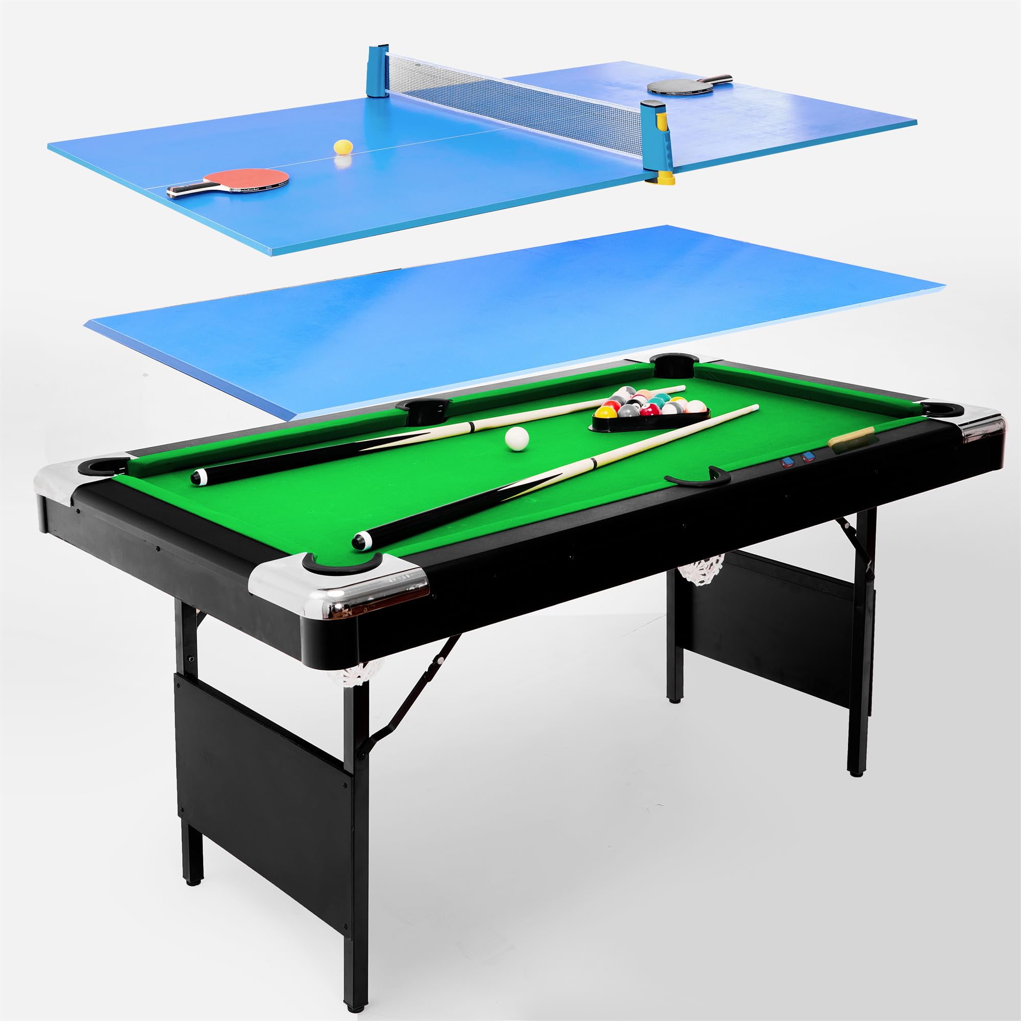 Premium 5.5 Ft Pool Table with Green Velvet Cloth and Complete Accessories, Material MDF with Wood PVC Billiard Table (Blue)