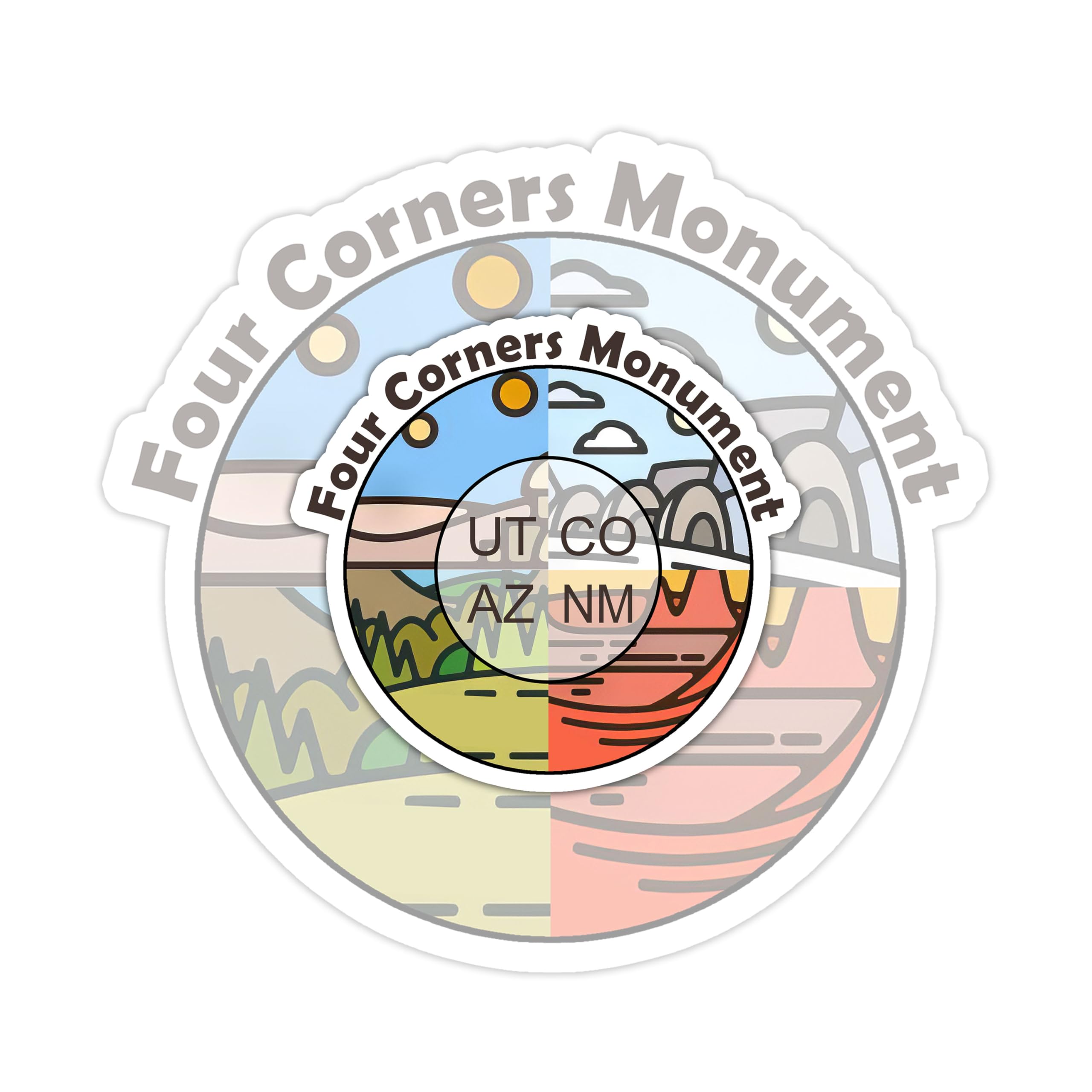 (3pcs) Four Corners Monument Sticker, Vintage Stickers, Mountain Stickers, Nature Stickers, Nature Lover Stickers, Retro Stickers, Water Assitant