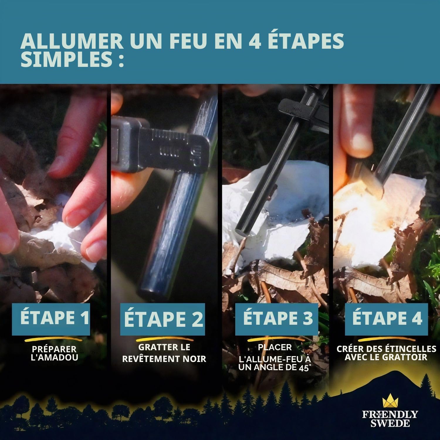 The Friendly Swede Allume-Feu de Survie XL Idéal pour Débutants (XL)