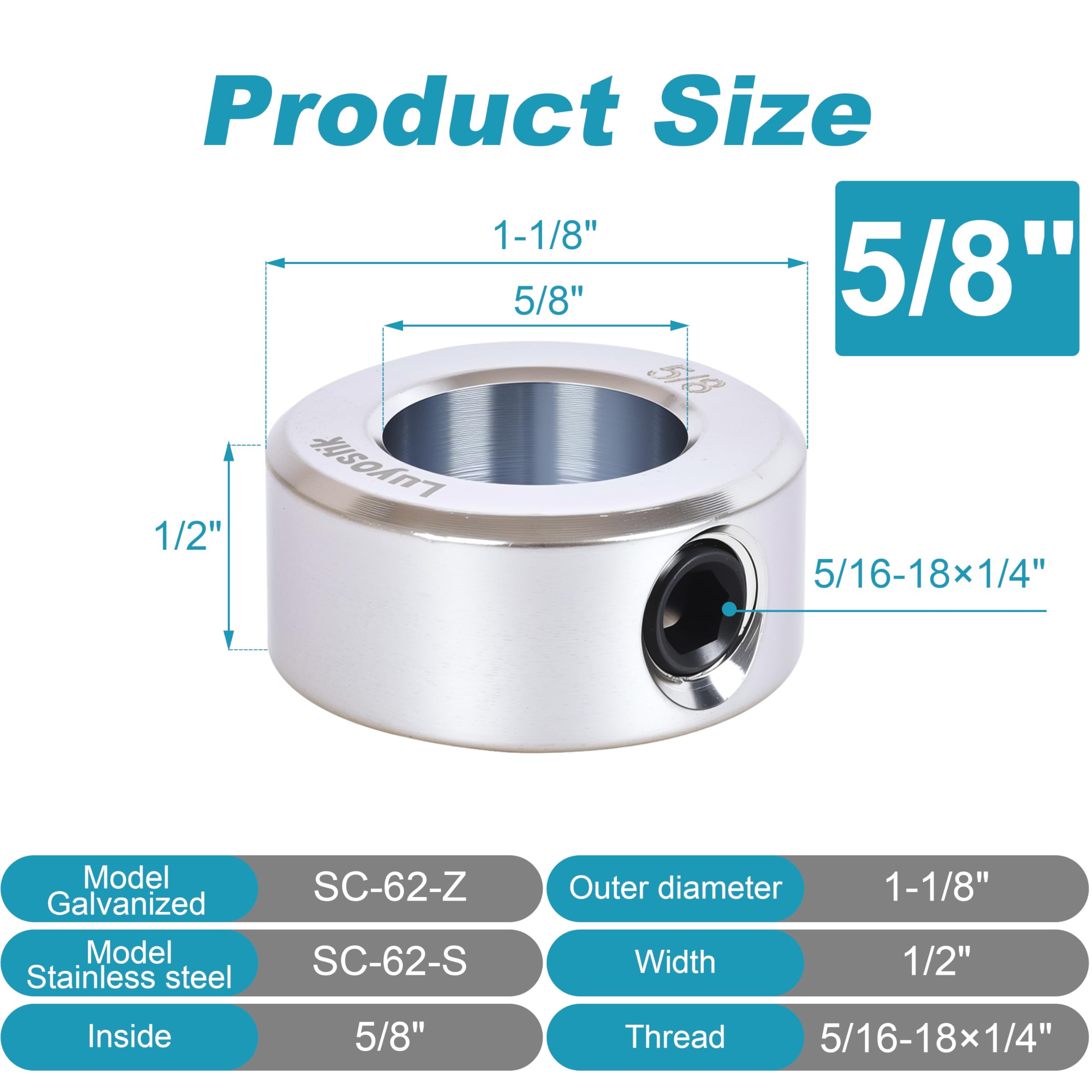 Zinc Plated Shaft Collars - 4 Pack -2