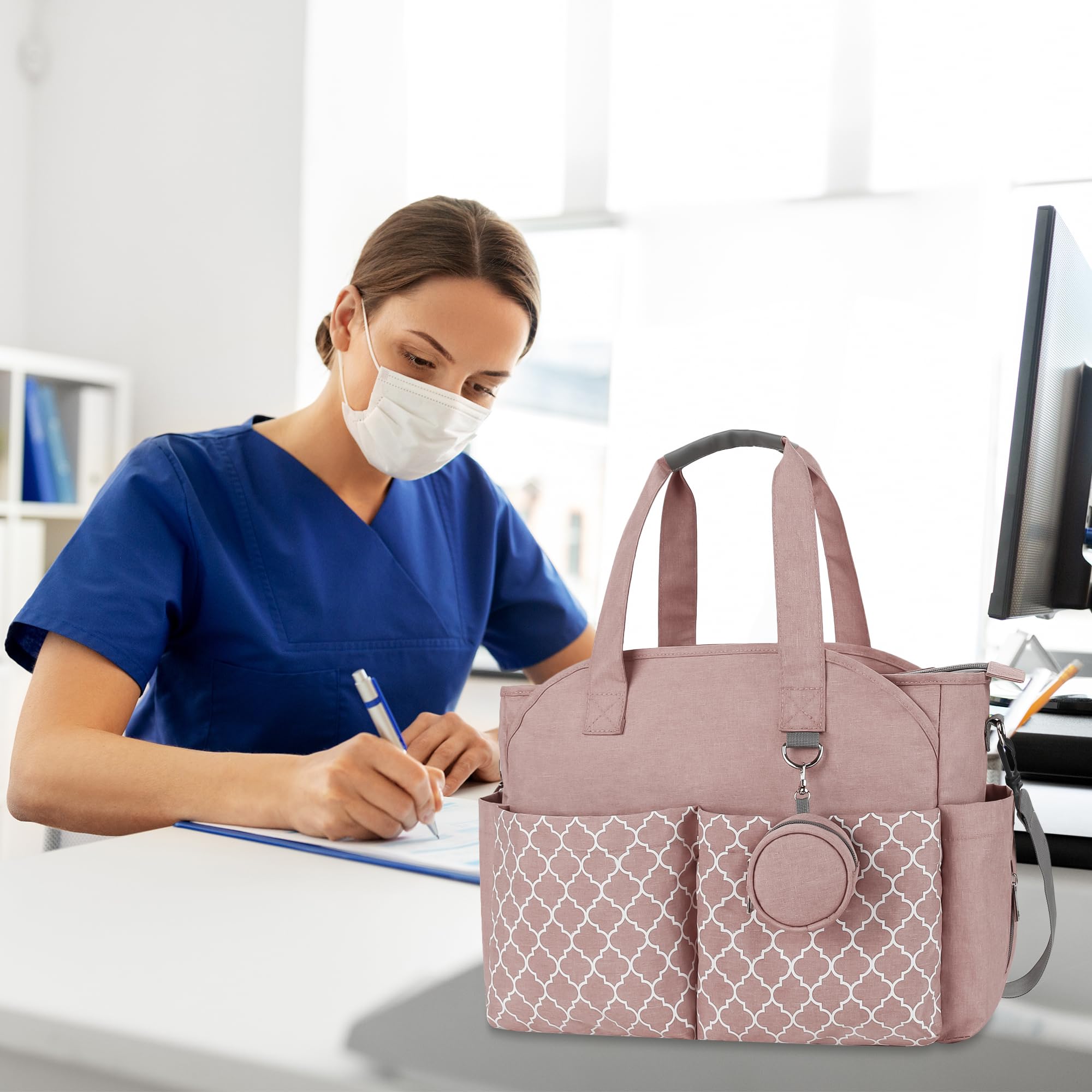 Korolev Nurse Bag for Work, Nurse Tote Bag, Nursing Bag with Multiple Pockets for Nurse and Working Women