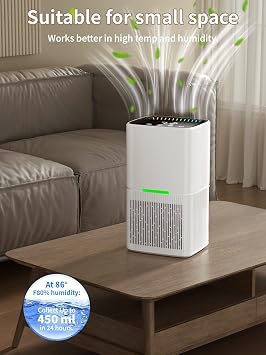 Dehumidifier, 60 OZ Water Tank, 500 sq.ft Quiet Dehumidifiers for Home Bedroom Bathroom Basement with Auto Shut Off, 7 Colors LED Light, Sleep Mode, Timing