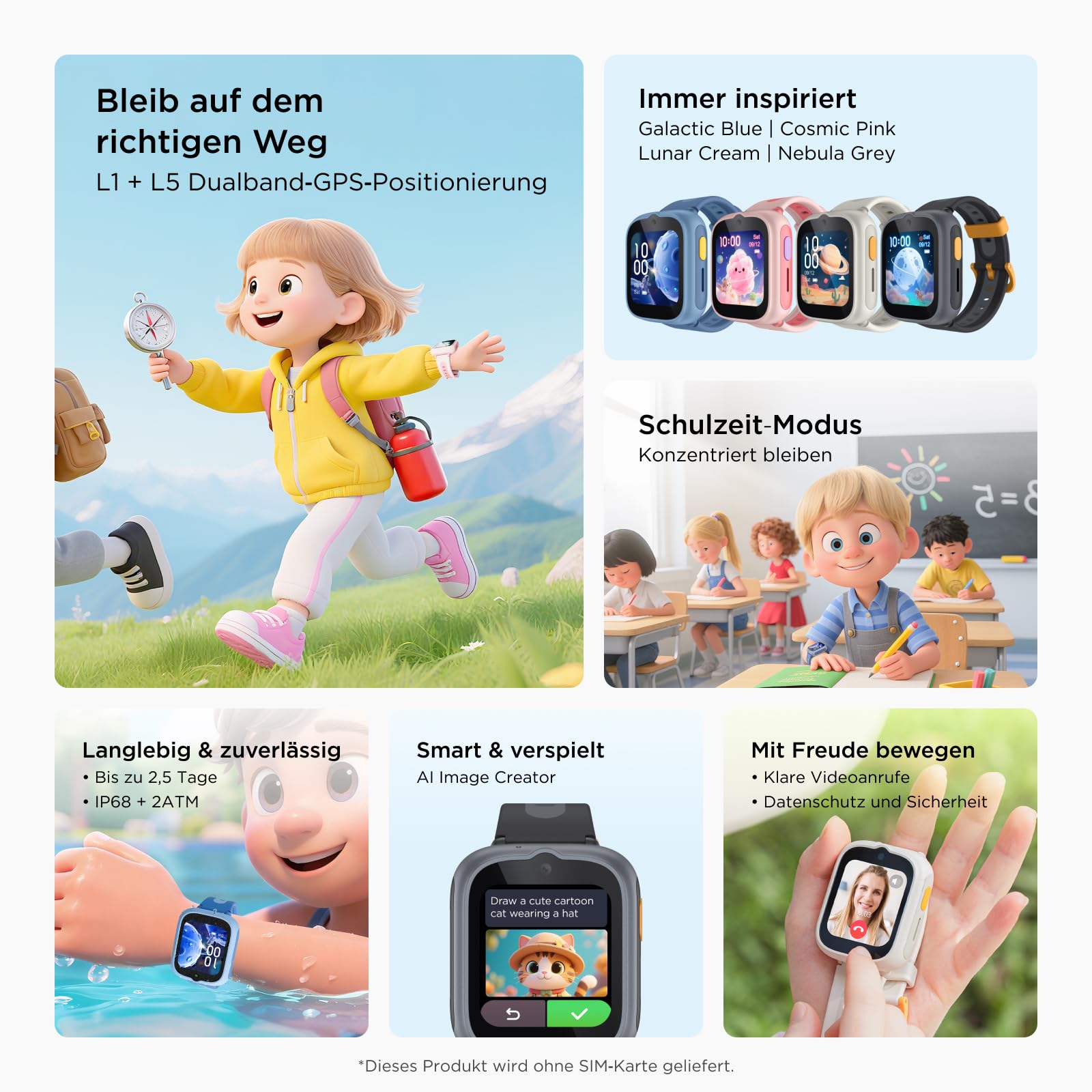 TCL MOVETIME MT48 – 4G-Smartwatch für Kinder mit GPS-Tracking, SOS-Taste, 2MP-Kamera, Fitness-Tracking und personalisierten Themen