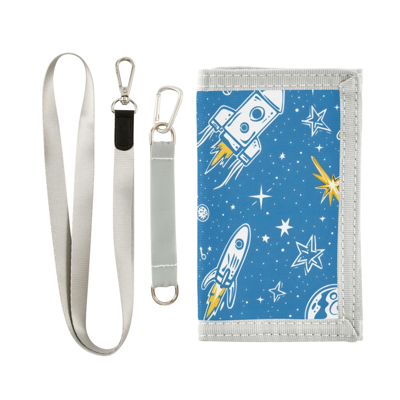 ALAZA Kids Wallets for Boys Girls Toddler Trifold Wallet Children Small Star Space Blue with Zipper Coin Pocket