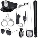 quescu Police Accessory Role Play Set For Kids&comma;8PCS Police Costume Gear With Police Hat&comma;Toy Handcuffs for Halloween Accessories