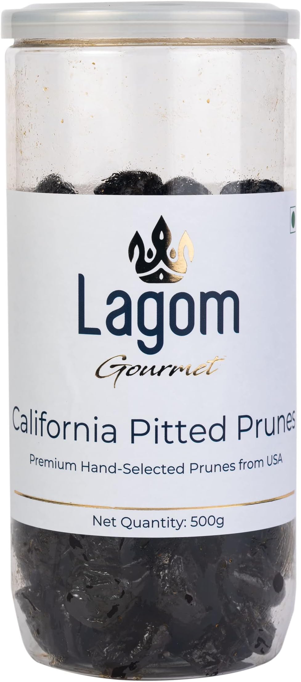 Lagom Gourmet California Pitted Prunes 500g | Dried Plums | No Added Sugar | Gluten Free | Vegan | Plant Based | Non GMO | Prunes Dry Fruit