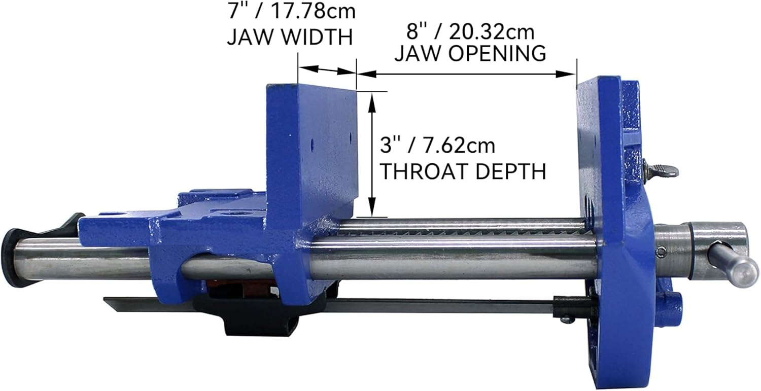HFS(R) 7" Quick Release Woodworking Vice - Heavy Duty Cast Iron Construction with Adjustable Front Stop