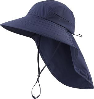 UPF 80+ Sun Hat for Men Women Wide Brim Sun Hat with Neck Flap Summer Beach UV Protection Gardening Fishing Hat
