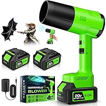 Leaf Blower Cordless, Handheld Leaf Blower with 2 X 4.0Ah Battery and Charger, Snow Blower with 6 Speed Modes, Lightweight Blowers for Lawn Care, Patio, Yard, Blowing Snow, Leaves, Dust