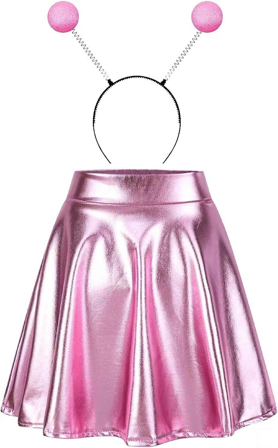 SUGARETTY Falda metálica para niñas, faldas plisadas brillantes y brillantes, ropa de fiesta con diadema