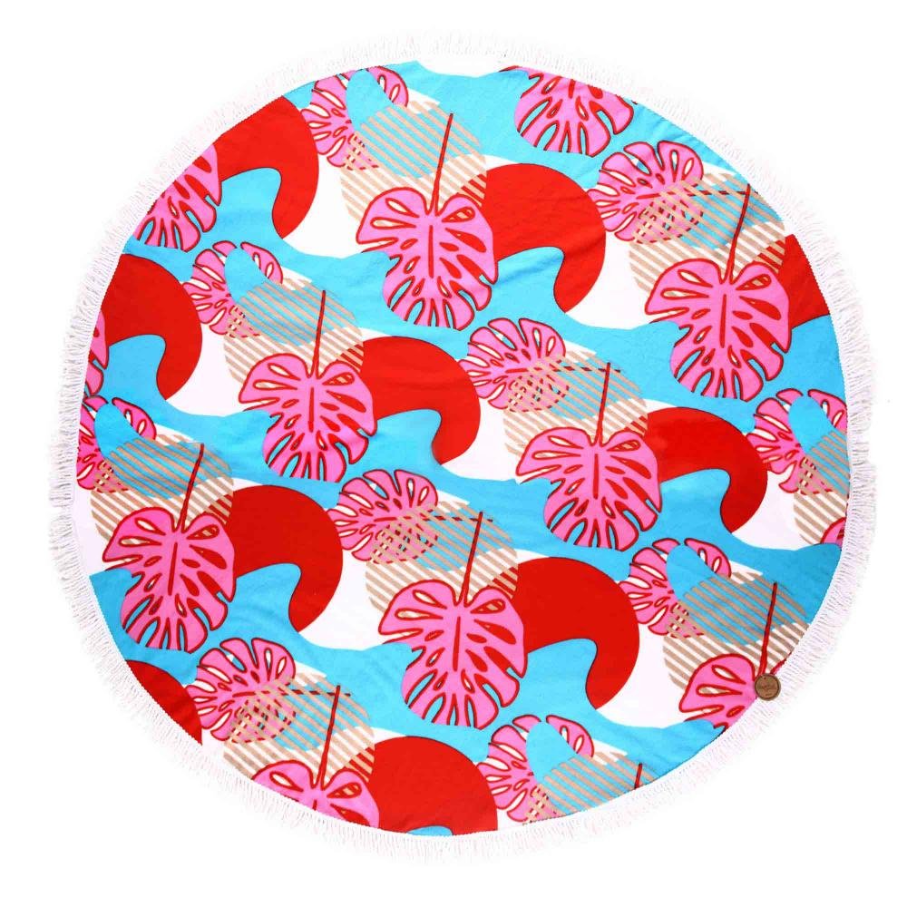 Helio Ferretti Round Exotic Towels, Red, Woven, One Size