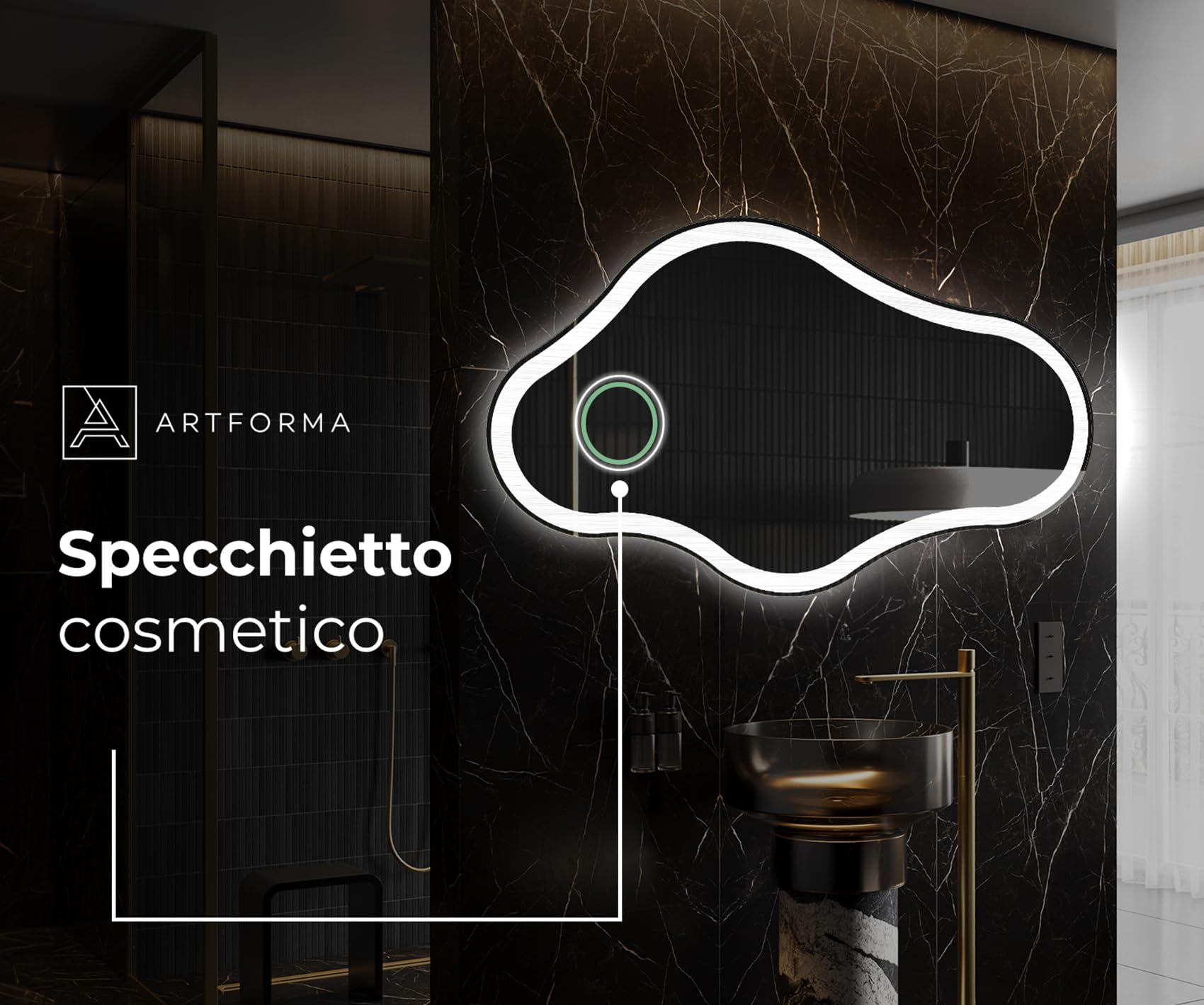 Specchio LED Da Parete 94x54cm - Moderno, Retroilluminato, Personalizzabile, Modello CHM221 - Foto 5