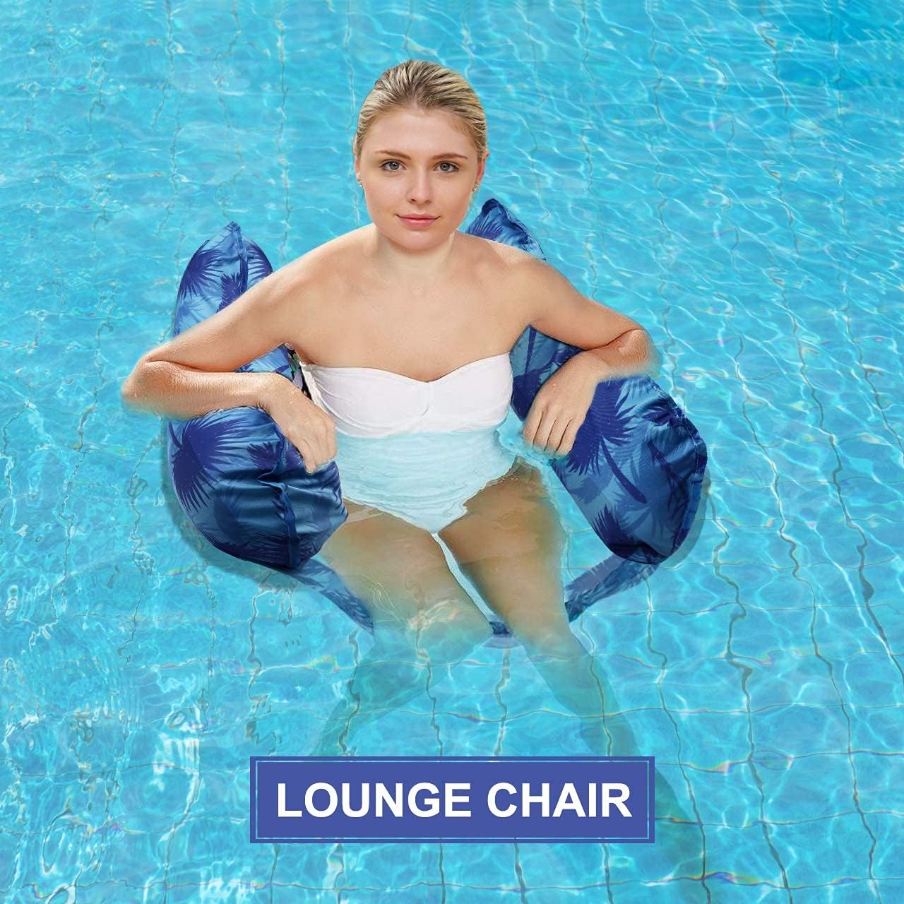 Water Hammock, Fostoy Pool Float Chair 4-in-1 Multi-Purpose Inflatable Pool Floats Portable Water Lounge for Adults and Kids (Blue Leaves) : Toys & Games