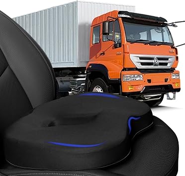 MINUPWELL Truck Seat Cushion, 100% Memory Foam Seat Cushion for Truck Driver, Semi Truck Accessories for Men Seat - 18x14.5x3.5in - Black