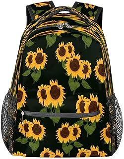 Mochilas de viagem para laptop para mulheres e homens, estampa floral de girassol, resistente à água, mochilas escolares leves para adolescentes meninas/meninos, mochila casual para viajar, acampar, caminhar, Multi, Medium