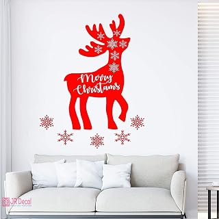 Reindeer Christmas Wall sticker, Merry Christmas shop window decor sign, Christmas Snowflake stickers, Xmas Reindeer sticker