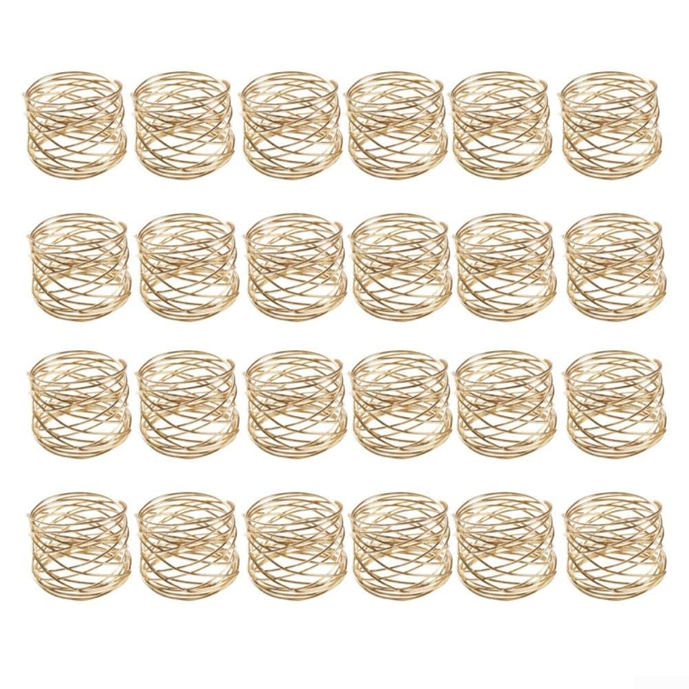 Portatovaglioli in ferro robusto, finitura dorata, set da 6 (24 pezzi)