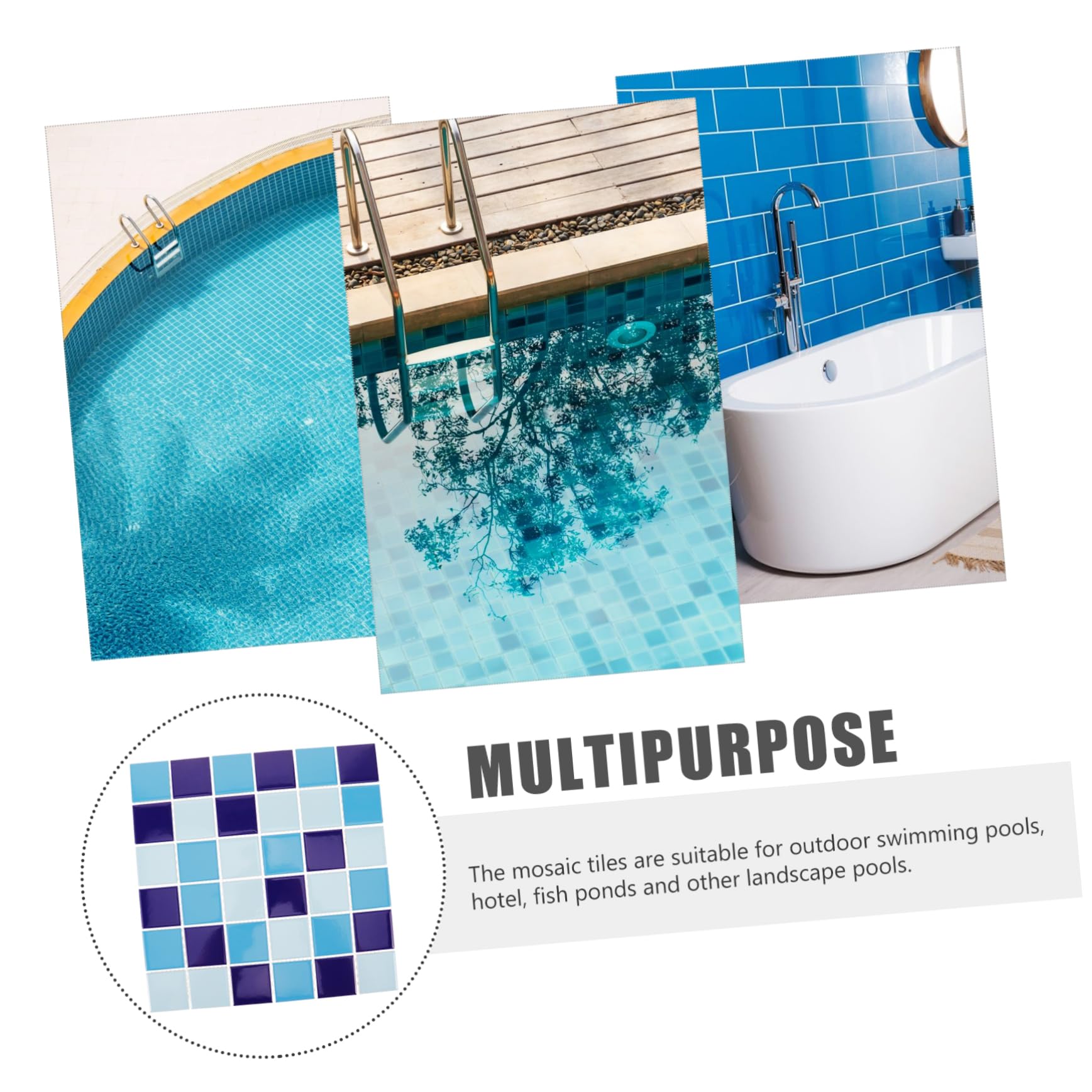Azulejos Cerámicos Para Piscinas y Baños1 Pieza Placa Azul Esmaltado Brillo Patrón Revestimiento Cerámico Decorativo Para Reparaciones y Manualidades