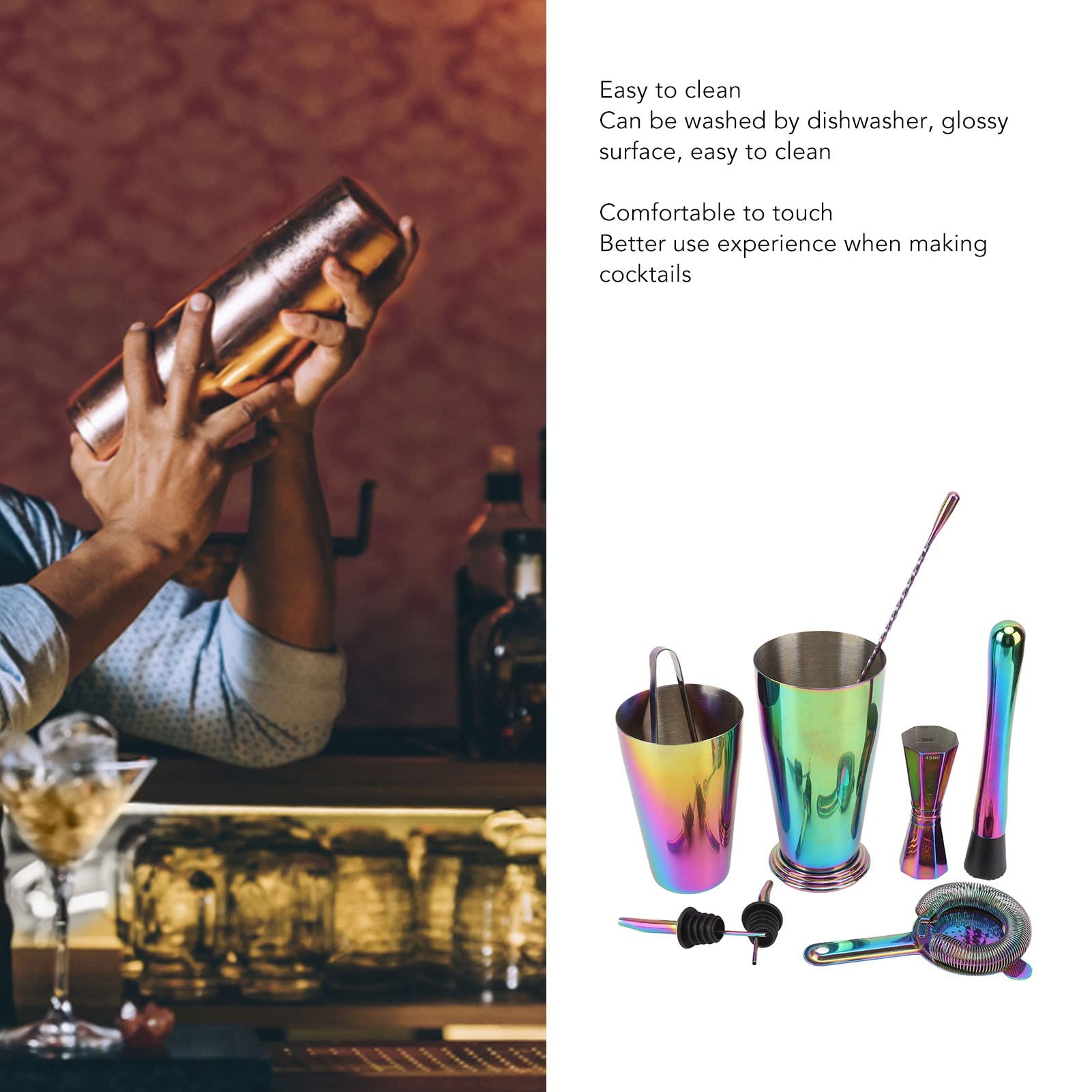 FLEXMAN Cocktail Shaker Set, Acciaio Inossidabile Drink Shaker, Home Bar Accessori, Cocktail Kit, Bartender Kit per Bar Ristorante