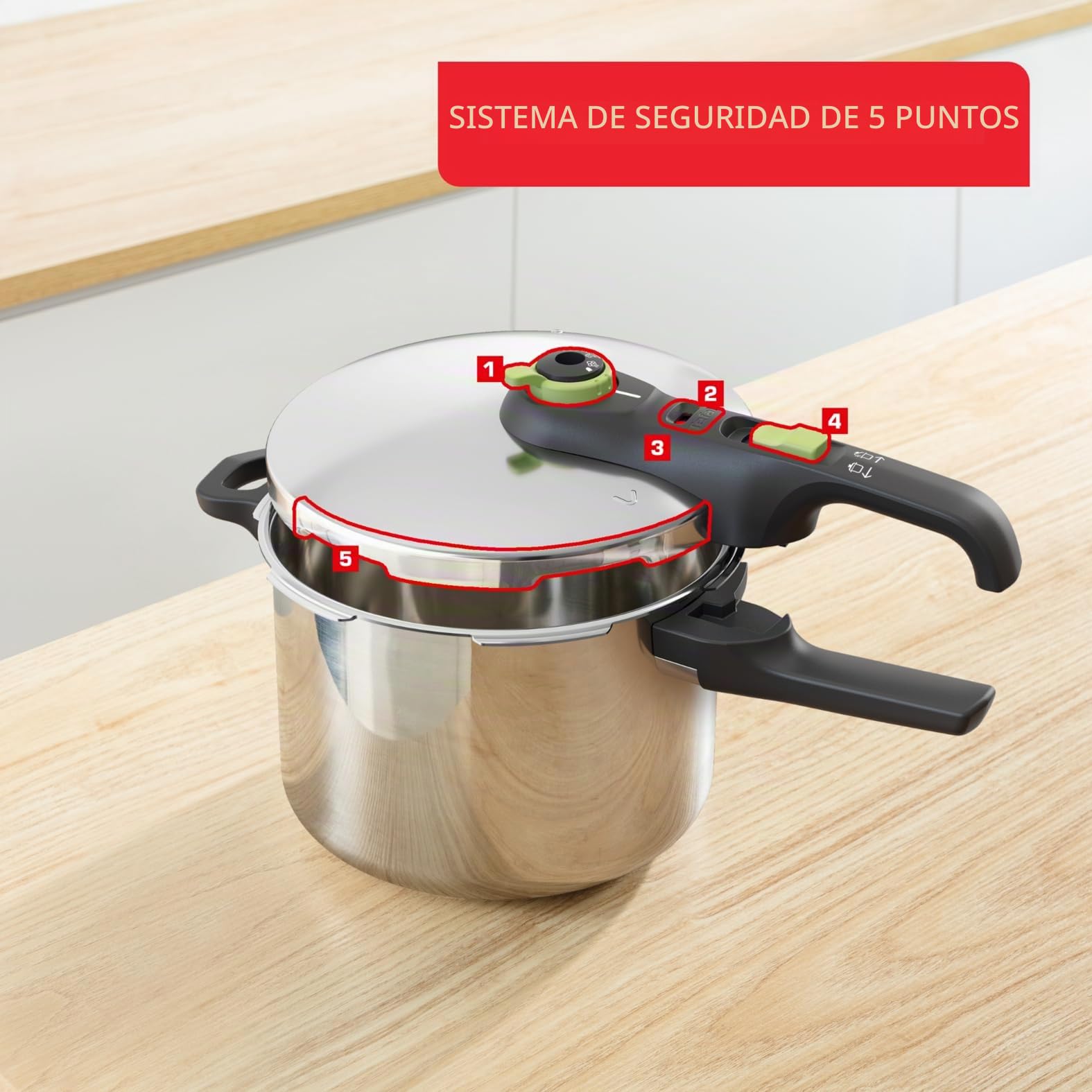Tefal Secure 5 Trendy Snelkookpan - 6 litros - Met stoommand (P2580702)