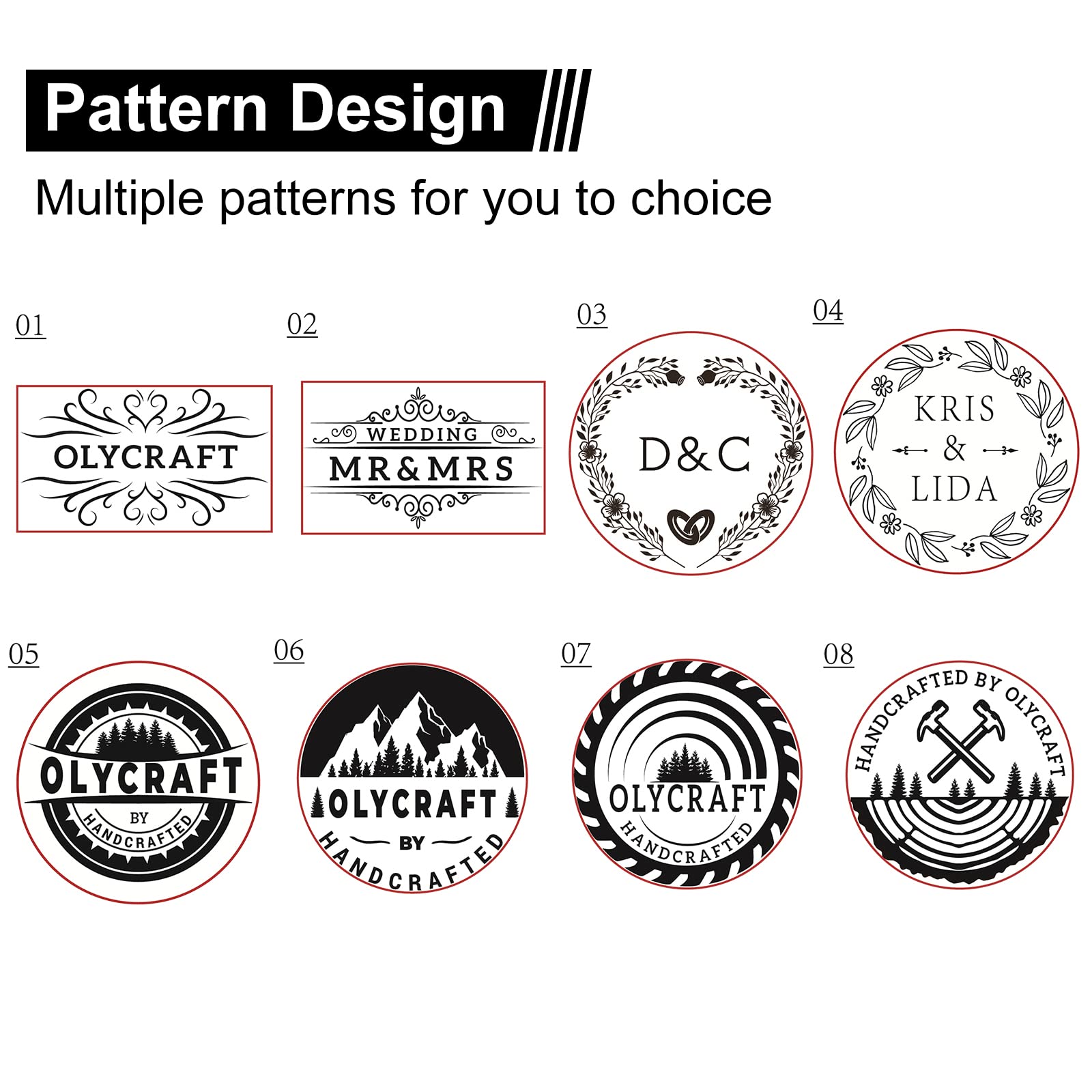 OLYCRAFT Custom Wood Branding Iron 1.2” Custom Logo BBQ Heat Stamp with Brass Head and Wood Handle for Woodworking and Handcrafted Design#1