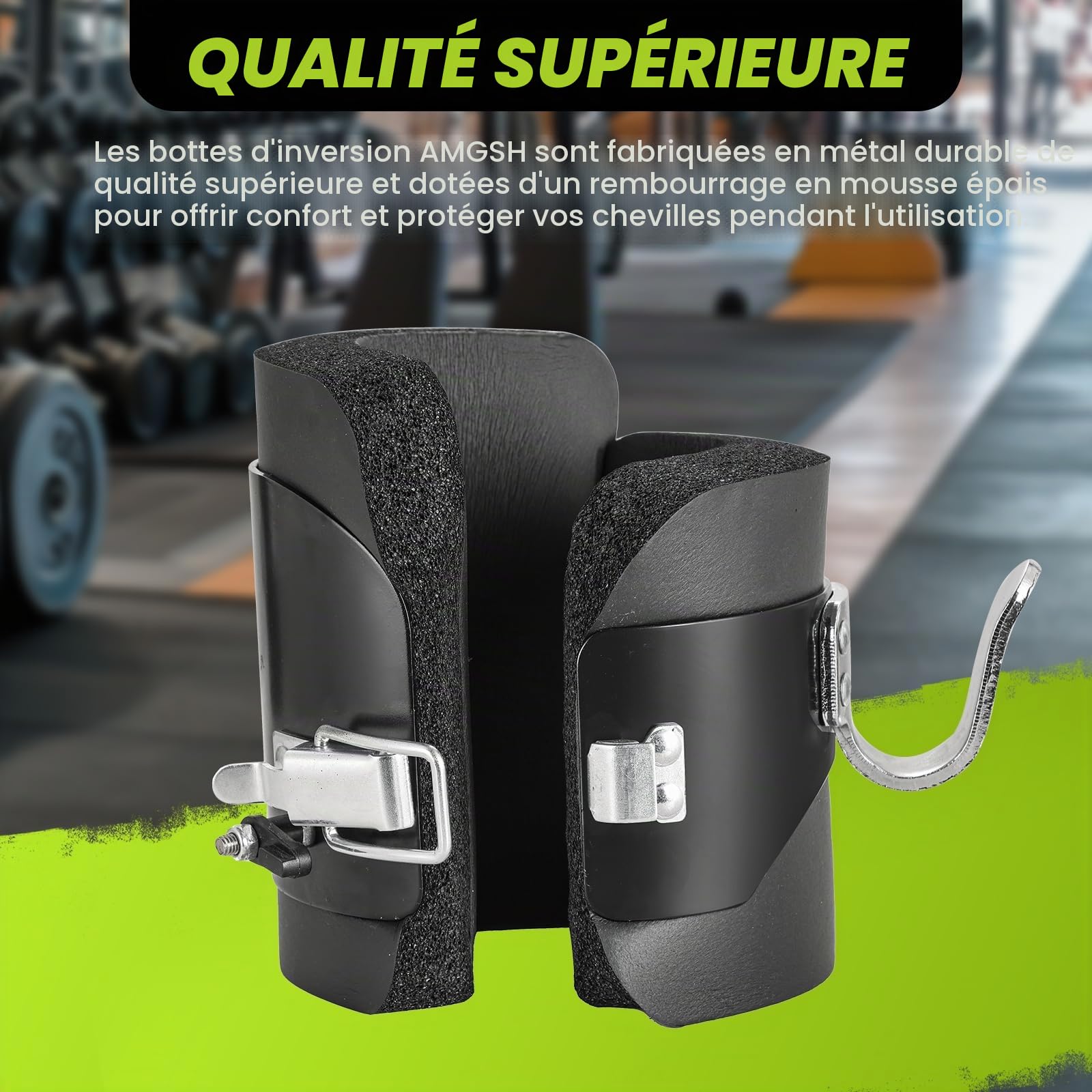 Bottes d'inversion à suspendre à l'envers avec 2 crochets de gravité, bottes d'inversion anti-gravité pour exercices de fitness, abdominaux, abdominaux, barre de thérapie