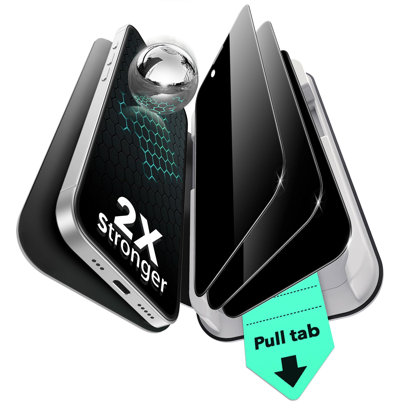 ESR Privacy Pellicola per iPhone 16e/ iPhone 14/ iPhone 13 Pro/iPhone 13, Protezione di livello militare, Durezza 9H, Vetro temperato antispia con supporto UltraFit, 3 Pezzi