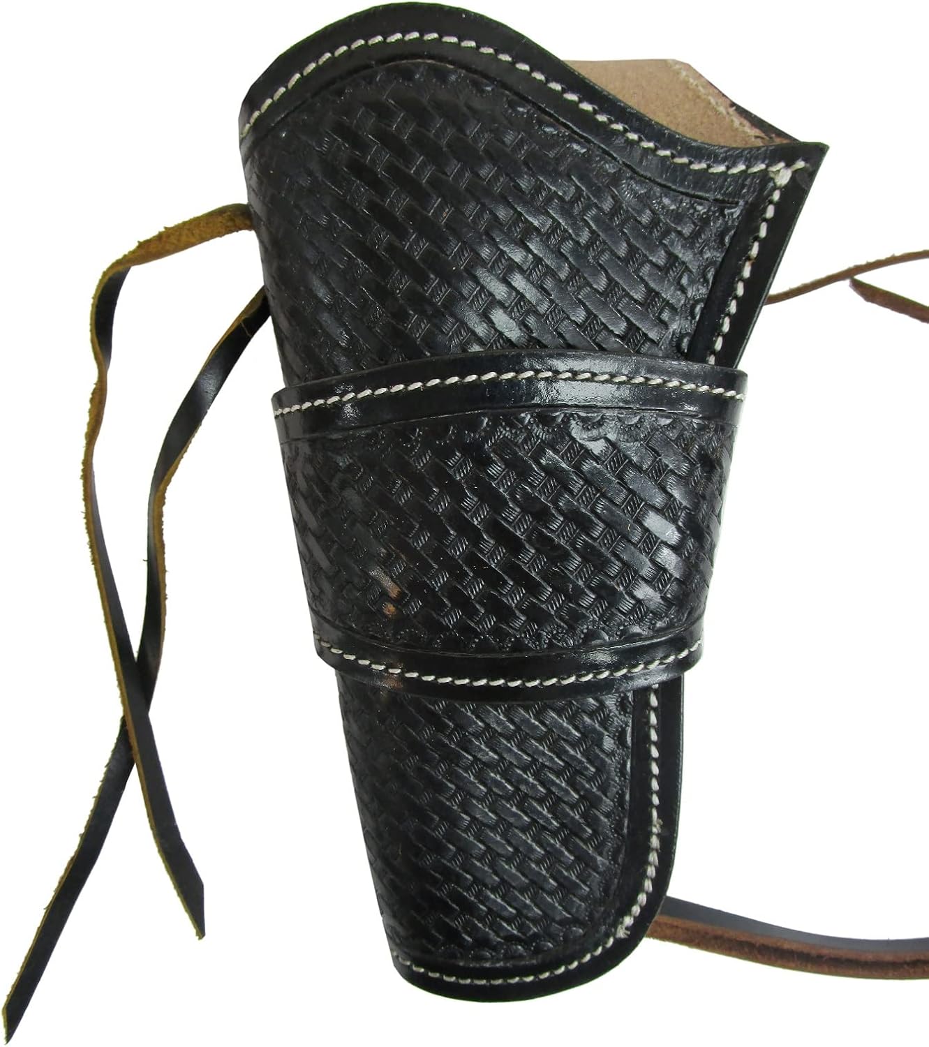 Leather Holster Single Action Gun CASE Black Basket Tooled Leather Cowboy Holsters Left Handed