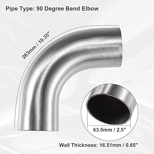 Miniatura 3 de X AUTOHAUX 1 Uds. OD 2.5 pulgadas 90 grados mandril codo curva SS304 tubo de acero inoxidable tubo de escape codo para coche sistema de escape