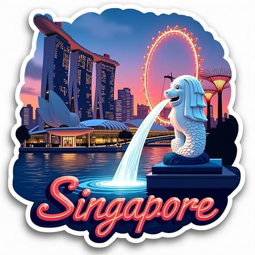 Naxon Singapore Country Theme Souvenir Wooden Refrigerator Stylish Fridge Magnet โ Travel Collectible Gift | Fridge Decoration Magnet for Kitchen & Home Dรฉcor | Size 3x3 Inches | Pack of 1
