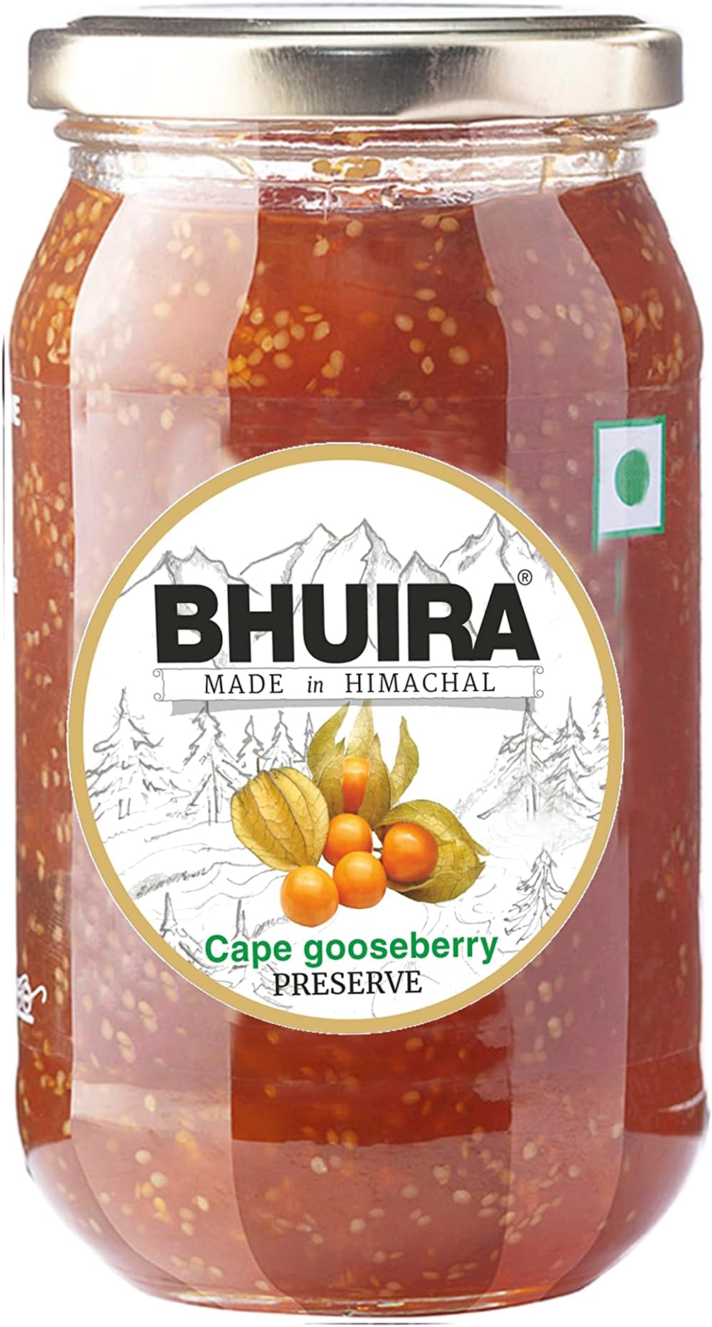 Bhuira Cape Gooseberry Preserve - 240g | All Natural No Added Preservatives, Artificial Colors | Handmade Himachal Vegan Spread | Breakfast Dessert Jam | Healthy Snack