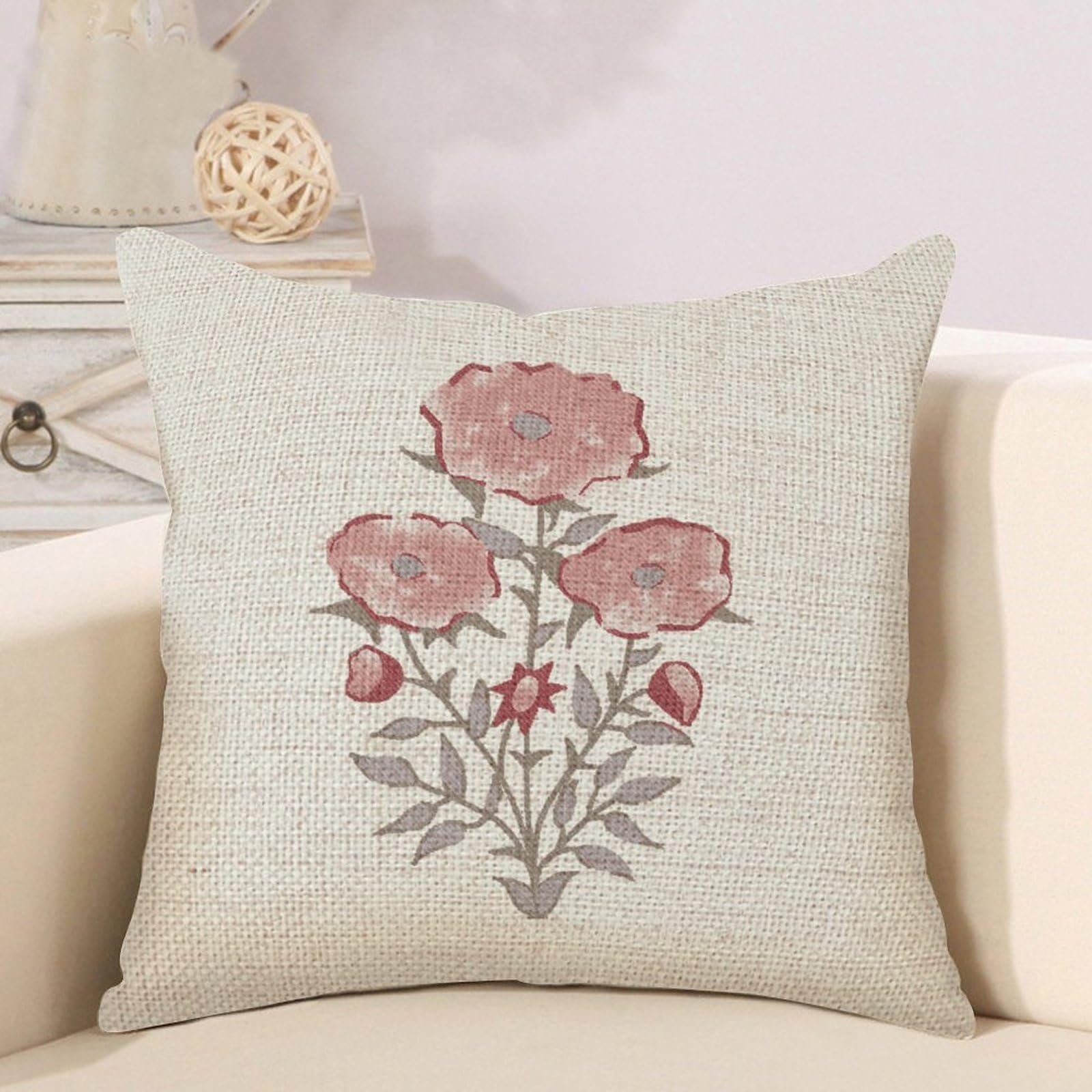 oFloral Federa per Cuscino in Stile Vintage Floreale con Bouquet