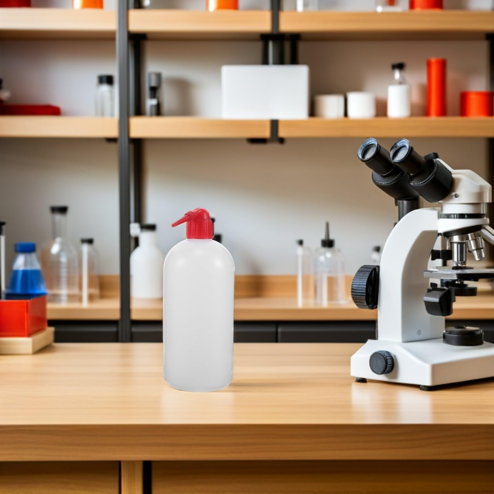 6 Stück Labor Quetschflaschen 1000 ml Kunststoff mit Rotem Sicherheitsverschluss Schmale Öffnung Präzise Spülflaschen für Laborreinigung und Flüssigkeitsdosierung