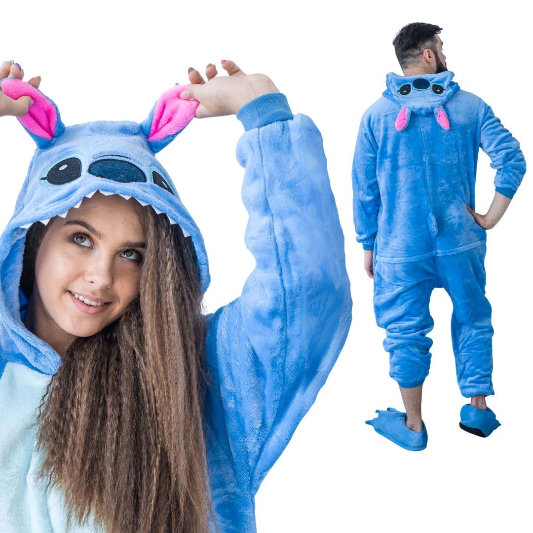 Onesie Costume Adulto Peluche Kigurumi Pigiama Unisex Costume Animale Taglia S-XL