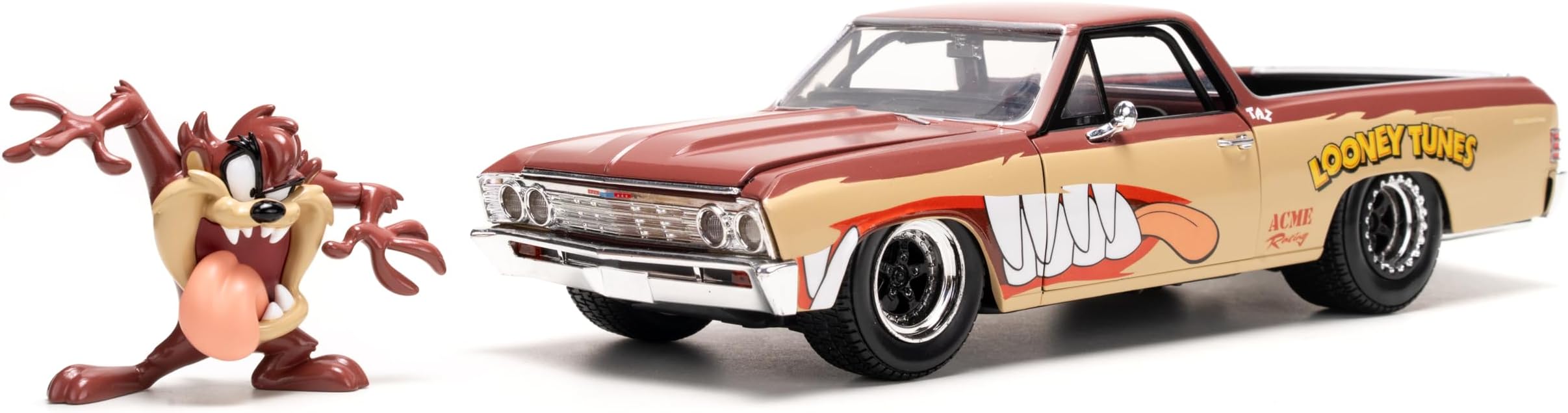 Jada Looney Tunes 1:24 1967 Chevy El Camino Die-Cast Car & 2.75" Tasmanian Devil Figure, Toys for Kids and Adults