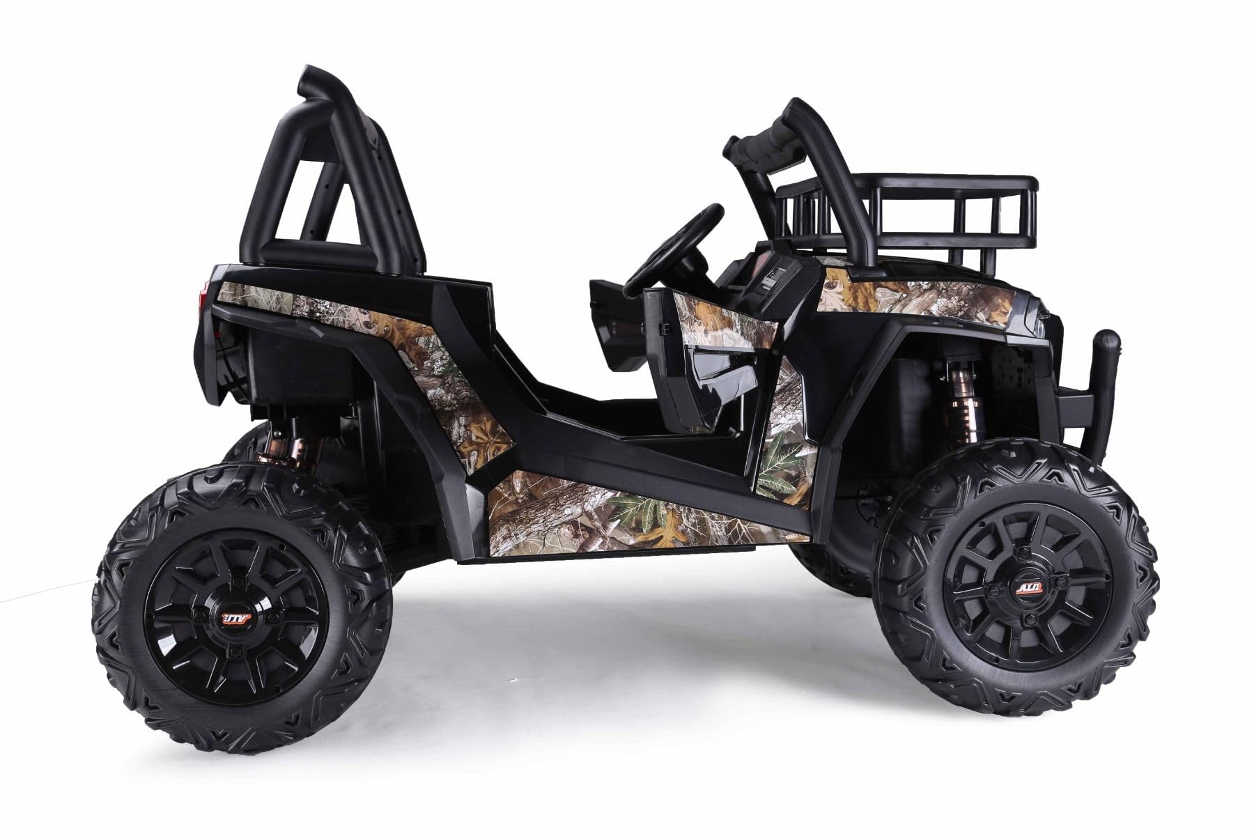 Samochód elektryczny dla dzieci UTV 24 V, czarny, elektryczny samochód dziecięcy z pilotem 2,4 GHz, 2 x 200 W, bateria litowa, światła LED, kółka z miękkiej pianki EVA z zawieszeniem, odtwarzacz MP3