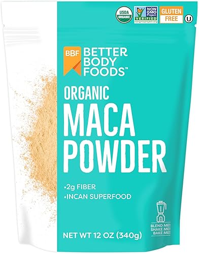 BetterBody Foods - Polvo de maca orgánico, sin GMO y sin gluten, 12 onzas