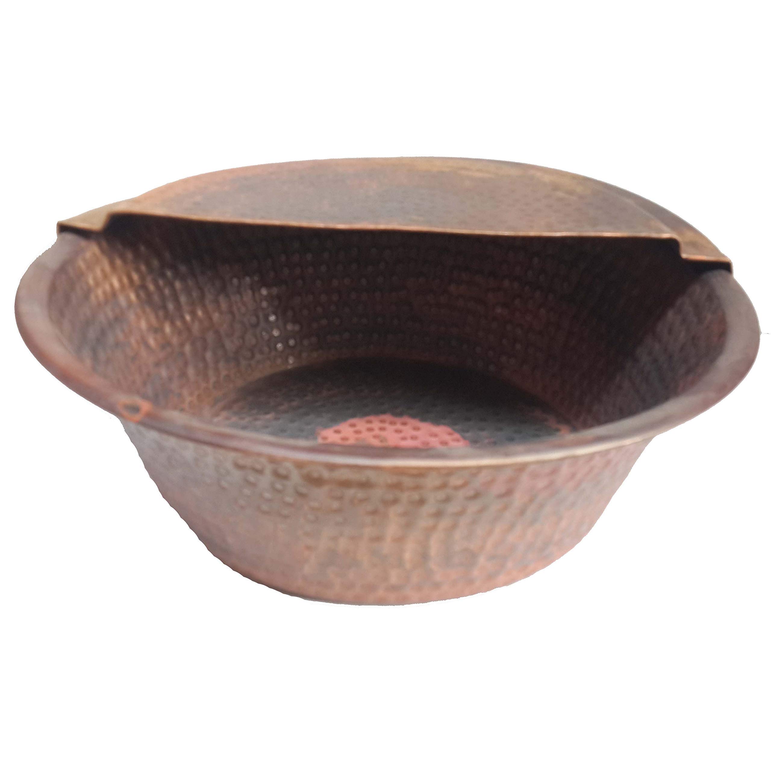 Rustic Portable Copper Foot Bath Pedicure Bowl + Footrest