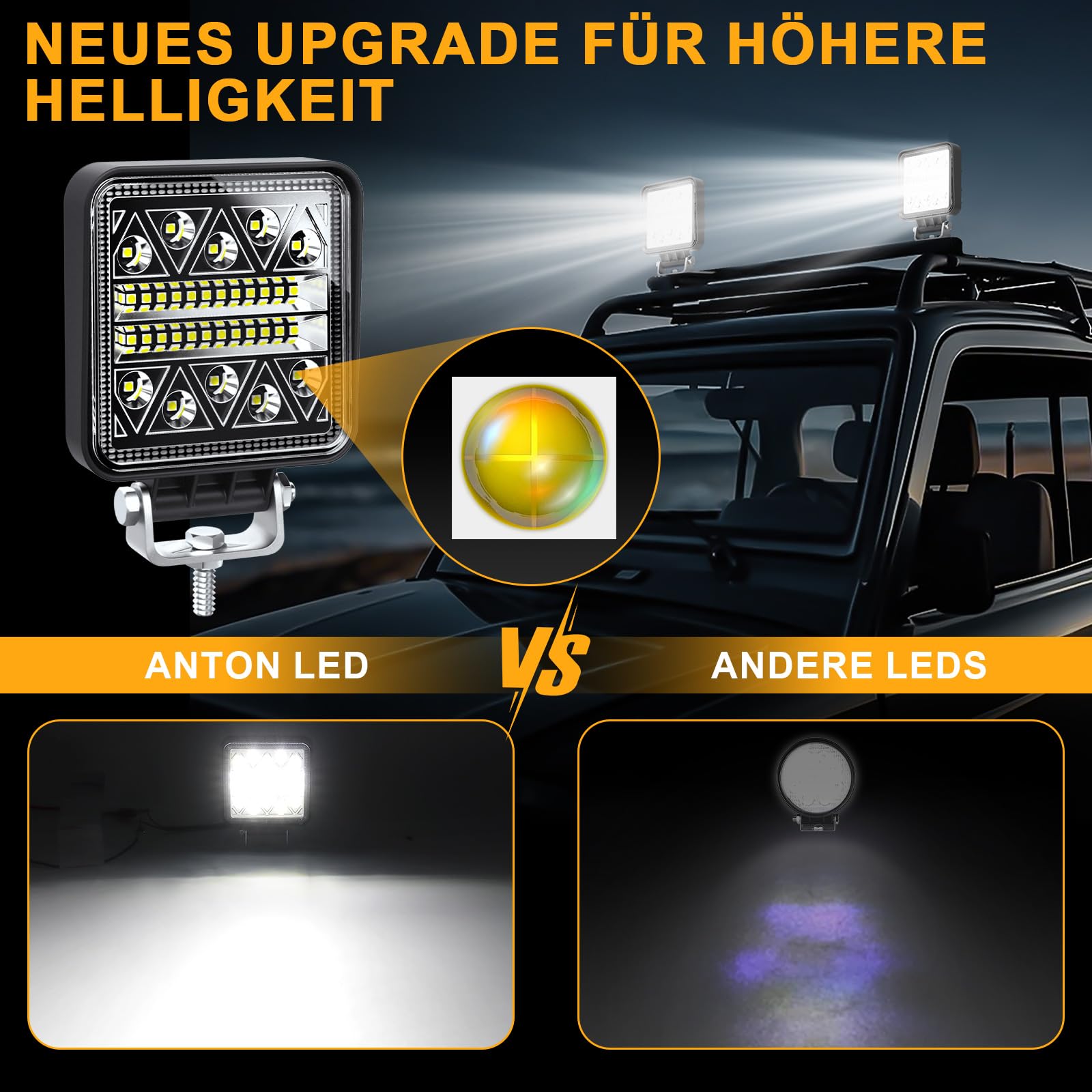antom LED Arbeitsscheinwerfer 2Pcs led scheinwerfer 12v 24V Traktor 102W led zusatzscheinwerfer 12v für Bagger Traktoren Schlepper Gabelstapler ATV Lkw offroad