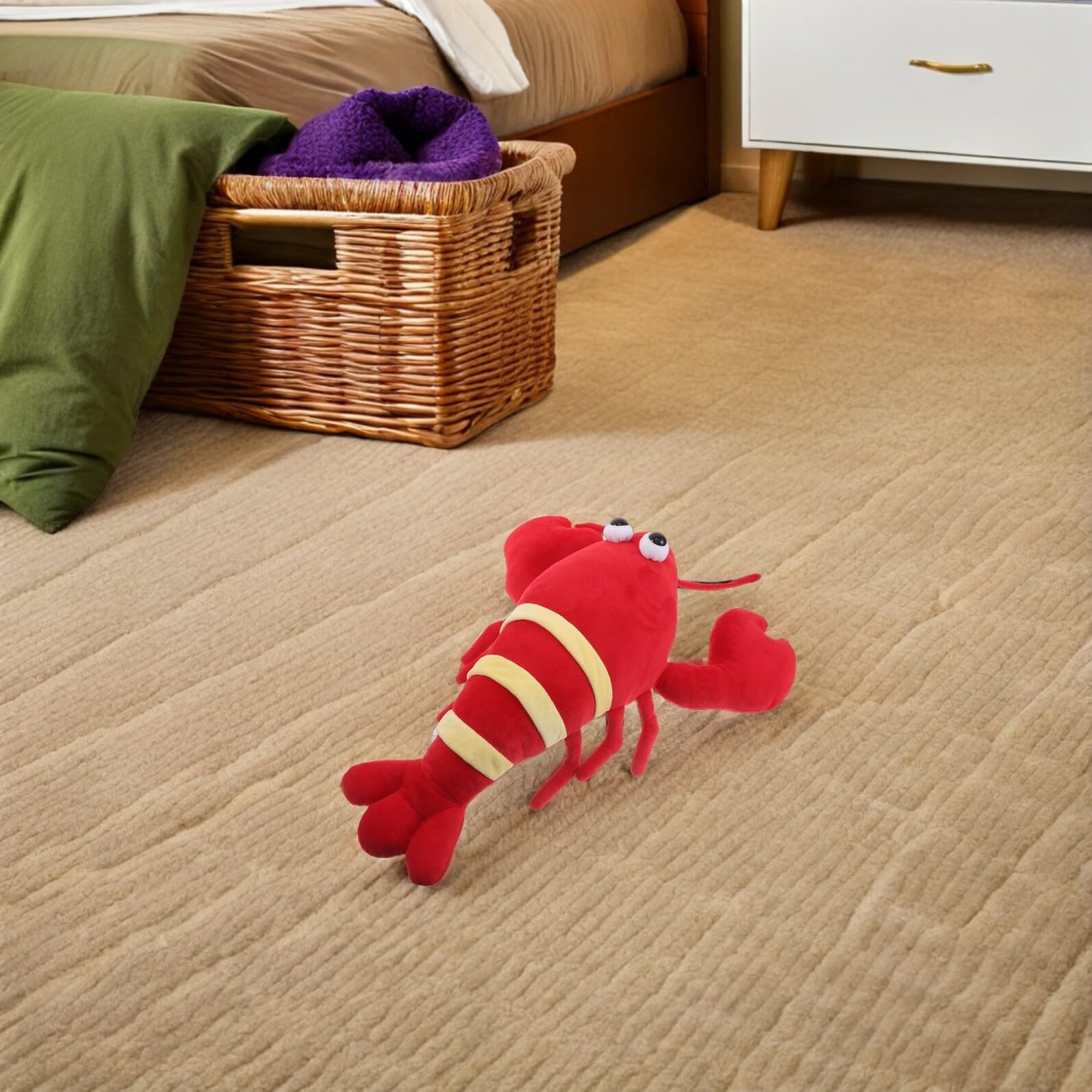 Cuscino Peluche Aragosta Realistico 1 Pezzo in Rosso da 23, 58 Pollici | Rivestimento in Lint e Imbottitura Pp Cotton, Sagoma a Tema Cartoon, per Camera e Ufficio