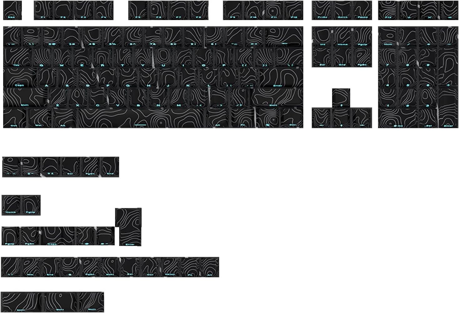 136PCS Line Carved Keycaps Side Engraves for Mechanical Keyboard Upgrades for Gamers and Typists Keycap Replacement