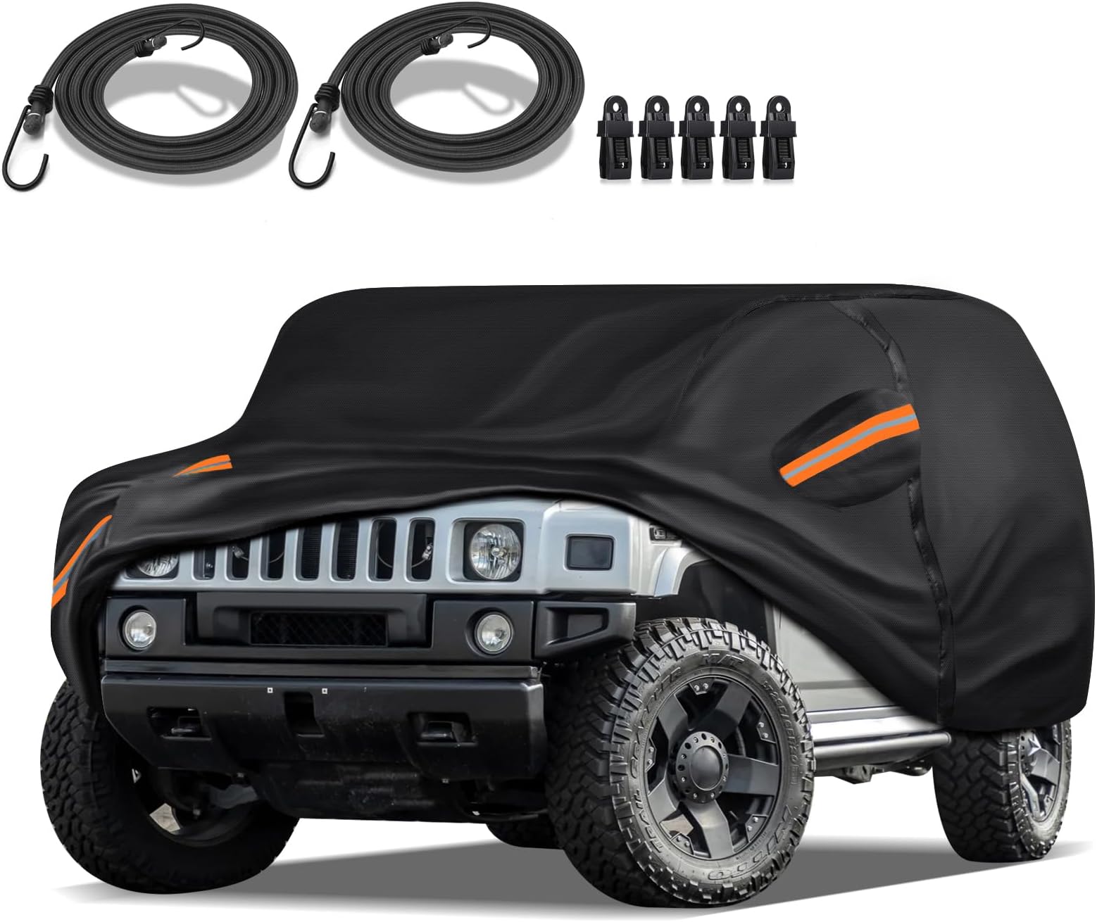 16-Layer Special Full Car Cover Fit for 2003-2009 Hu-mmer H2, Ultra Heavy 600D Oxford Cloth, All-Weather Protection Summer Sun Exposure and Winter Snow Rain Dust UV, Black